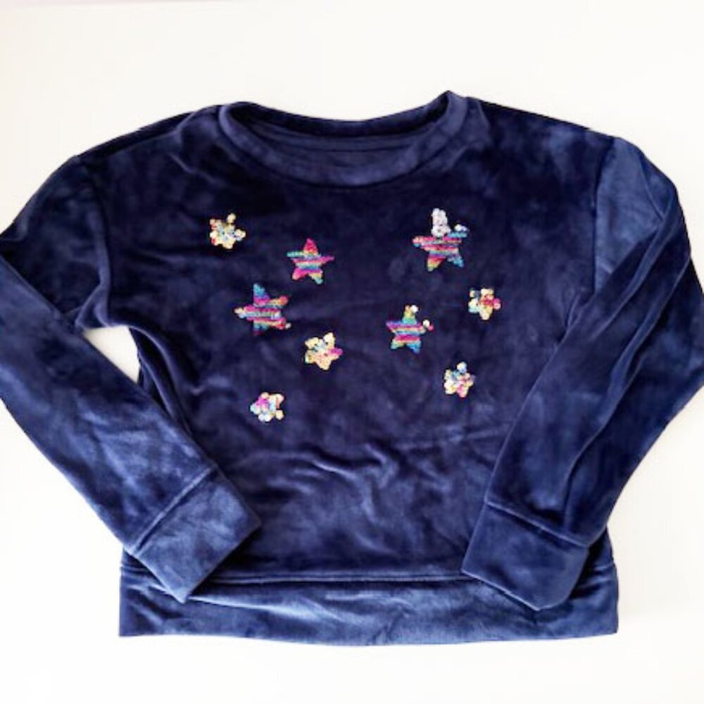 SO Velour top with sparkly sequin stars